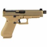 47X MOS, Striker Fired, Semi-automatic, Polymer Frame Pistol, Full Size, 9MM, Zaffiri Precision 4.99" Threaded Barrel, Custom Flat Dark Earth Cerakote Finish by Shark Coast Tactical, Suppressor Height Sights, Optics Ready, 17 Rounds, 3 Magazines, Come