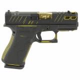 43X, M.O.S, Striker Fired, Semi-automatic, Polymer Frame Pistol, Sub-Compact, 9MM, 3.41" Barrel, Custom Black and Yellow Cerakote Finish by Shark Coast Tactical, Fixed Sights, Optic Ready, Gold Barrel, 10 Rounds, 2 Magazines PX4350201FRMOS