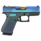 43X, M.O.S, Striker Fired, Semi-automatic, Polymer Frame Pistol, Sub-Compact, 9MM, 3.41" Barrel, Custom Galactic June Bug Cerakote Finish by Shark Coast Tactical, Fixed Sights, Optic Ready, Zaffiri Precision Gold Barrel, 10 Rounds, 2 Magazines PX4350201F