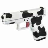 25 Gen 3, Striker Fired, Semi-automatic, Polymer Frame Pistol, Compact, 380 ACP, 4.02" Barrel, Custom Cow Print Cerakote Finish by Skydas, Fixed Sights, 15 Rounds, 2 Magazines UI2550203