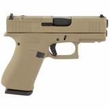 43X, M.O.S, Semi-automatic, Striker Fired, Sub-Compact, 9MM, 3.41", Flat Dark Earth, 10 Rounds, 2 Magazines, Fixed Sights, Polymer, Skydas Cerakote UX4350204FRMOSN-FDE
