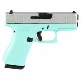 43X, Semi-automatic, Striker Fired, Sub-Compact, 9MM, 3.41", Robin's Egg Blue, Silver, 10 Rounds, 2 Magazines, Fixed Sights, Polymer, Skydas Cerakote UX4350204FRN-REBCS