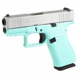 43X, Semi-automatic, Striker Fired, Sub-Compact, 9MM, 3.41", Robin's Egg Blue, Silver, 10 Rounds, 2 Magazines, Fixed Sights, Polymer, Skydas Cerakote UX4350204FRN-REBCS