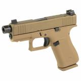 43X, Debo, Striker Fired, Semi-automatic, Polymer Frame Pistol, Sub Compact, 9MM, 3.41" Marksman Barrel, Custom Two-Tone FDE Cerakote Finish By Shark Coast Tactical, Zaffiri 1/2x28 Threaded Barrel, Suppressor Height Sights, No Finger Grooves, Front Serra