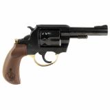 Golden Boy Revolver, DA/SA, 22 LR, 4" Barrel, Polished Finish, Blue Steel and Brass, American Walnut Birdshead Grips, Fixed Notch Rear Sight, Screw On Post Front Sight, 10 Rounds H016BD