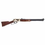 Side Gate Lever Action Rifle, 360 Buckhammer, 20" Round Barrel, Brass Receiver, Side Load Gate, Blued Barrel, Fully Adjustable Semi Buckhorn Sights, American Walnut Stock, 5 Rounds H024-360BH