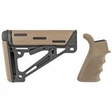 AR-15/M16 Collapsible Buttstock Kit With Finger Groove Beavertail Grip Mil-Spec Buffer Tube Flat Dark Earth