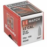 Match Bullets .224 Diameter 52 Grain Hollow Point Boattail
