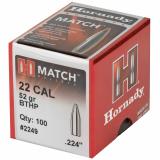 Match Bullets .224 Diameter 52 Grain Hollow Point Boattail