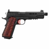 Rapide Heat, 1911, Semi-automatic, Full Size, 45ACP, 5.5" Threaded Barrel, Matte Finish, Black, Red G-10 Grips, Optic Ready, 8 Rounds 3000438