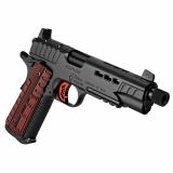 Rapide Heat, 1911, Semi-automatic, Full Size, 45ACP, 5.5" Threaded Barrel, Matte Finish, Black, Red G-10 Grips, Optic Ready, 8 Rounds 3000438