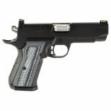KDS9c, 1911, Semi-automatic, Single Action, Aluminum Frame Pistol, Compact, 9MM, 4" Fluted Barrel, Matte Finish, Black, G10 Grips, Optics Ready, Adjustable Rear Sight With Fiber Optic Front, 10 Rounds, 2 Magazines 3100011