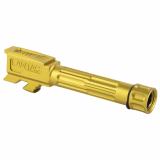 9INE Barrel, Fluted, 1/2-28 Thread Pattern, Fits Glock 43/43x, TiN Finish, Bronze, Includes Matching Thread Protector 01-GB-G43-TH-BRNZ