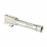 9INE Barrel, Fluted, 1/2-28 Thread Pattern, Fits Glock 43/43x, Stainless Steel, Silver, Includes Matching Thread Protector 01-GB-G43-TH-SS