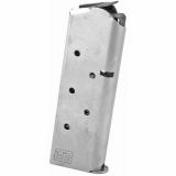 Magazine, 45ACP, 7 Rounds, Fits 1911 Officer's Model, Includes 1 Thick and 1 Thin Base Pad, Stainless, Silver 847-OF