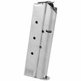 Magazine, 10MM, 8 Rounds, Fits 1911, Includes 1 Thick and 1 Thin Base Pad, Stainless, Silver 849-10