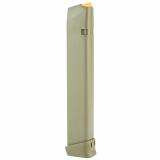OEM Magazine, 9MM, 33Rd, Fits GLOCK 17/34, Cardboard Style Packaging, OD Green Finish, Orange Follower 47462