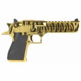 MK19, Desert Eagle, Semi-automatic, Single Action, 357 Mag, 6" Barrel, Steel Frame, Titanium Gold with Tiger Stripes, Plastic Grip, 9Rd, 1 Magazine, 70.2oz DE357TG-TS