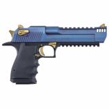 Desert Eagle L6, Semi-automatic Pistol, 44 Magnum, 6" Barrel, PVD Finish, Carbo Blue Slide, Black Aluminum Frame, Gold Controls, Integrated Muzzle Break, Full Weaver Style Rail, Rubber Grips, 8 Rounds, 1 Magazine DE44L6CBG