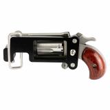 Mini Revolver, Single Action, Revolver, 22LR, 1.125" Barrel, Matte Finish Stainless Steel, Silver, Wood Grips, Fixed Sights, 5 Rounds, Includes Skelton Belt Buckle NAA-22LR-BBS