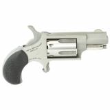 Mini Revolver, Single Action, 22LR, 1.125" Barrel, Steel Frame, Stainless Finish, Rubber Grips, Fixed Sights, 5Rd NAA-22LR-CR