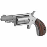 Mini Revolver, Single Action, 22WMR, 1.625" Barrel, Steel Frame, Stainless Finish, Red/Black Wood Grips, Fixed Sights, 5Rd NAA-22MR