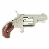 Mini Revolver | 22 Short, 1.125" Barrel, Steel Frame, Stainless Finish, Wood Grips, Single Action, Fixed Sights, 5Rd NAA-22S