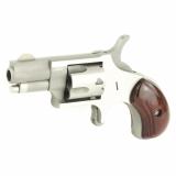 Mini Revolver | 22 Short, 1.125" Barrel, Steel Frame, Stainless Finish, Wood Grips, Single Action, Fixed Sights, 5Rd NAA-22S