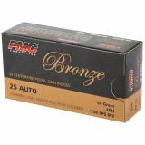 Bronze Line .25 ACP 50 Grain Full Metal Jacket Box of 50 Rounds