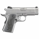 SR1911, Centerfire Pistol, 1911 Officer, 45ACP, 3.6" Barrel, Stainless Slide & Frame, 7Rd, Thumb Safety, Drift Adjustable Novak 3 Dot Sights, 2 Magazines, G10 Grips 06762
