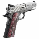 SR1911, Red Barn Street Edition, Semi-automatic, Metal Frame Pistol, 45 ACP, 4.25" Barrel, Aluminum Frame, Anodized Frame and Low-Glare Stainless Slide, Black Frame with Engraved Silver Slide, Red/Black/Gray G10 Grips, Drift Adjustable Novak 3 Dot Sights