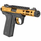 Mark IV 22/45 Lite| 22LR, 4.4" Threaded Barrel, Polymer Frame, Gold Anodized Finish, Checkered Grips, Two 10Rd Magazines, Adjustable Rear Sight 43926