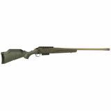 American Generation II, Predator, Bolt Action Rifle, 450 Bushmaster, 22" Spiral Fluted Barrel, 1:16 Twist, Threaded 11/16"-24, Muzzle Brake, Cerakote Finish, Burnt Bronze, Green Splatter Synthetic Stock, Manual Safety, Picatinny Rail, 3 Rounds, 1 Magazin