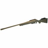 American Generation II, Predator, Bolt Action Rifle, 450 Bushmaster, 22" Spiral Fluted Barrel, 1:16 Twist, Threaded 11/16"-24, Muzzle Brake, Cerakote Finish, Burnt Bronze, Green Splatter Synthetic Stock, Manual Safety, Picatinny Rail, 3 Rounds, 1 Magazin