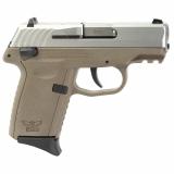 CPX-1 Gen 3, Double Action Only, Semi-automatic, Polymer Frame Pistol, Compact, 9MM, 3.1" Barrel, Matte Finish, Natural Stainless Slide, Dark Earth Frame, Ambidextrous Safety, 3 Dot Sights, 10 Rounds, 2 Magazine CPX-1TTDEG3