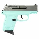 CPX-2 Gen 3 RDR, Semi-automatic Pistol, Double Action Only, Compact Polymer Frame, 9MM, 3.1" Barrel, Natural Stainless Slide, SCCY Blue Frame, 3 Dot Sights, Optics Ready, 10 Rounds, 2 Magazines CPX-2TTSBRDRG3