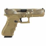 22 Gen3, Striker Fired, Semi-automatic, Polymer Frame Pistol, Full Size, 40 S&W, 4.49" Barrel, FDE Multicam Slide With FDE Frame, Fixed Sights, 15 Rounds, 2 Magazines, Glock OEM Rail, Right Hand, Laser Engraved Frame, Optic Cut 300-108-0100-02