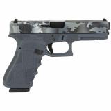 22 Gen3, Striker Fired, Semi-automatic, Polymer Frame Pistol, Full Size, 40 S&W, 4.49" Barrel, Grey Multicam Slide With Siper Grey Frame, Fixed Sights, 15 Rounds, 2 Magazines, Glock OEM Rail, Right Hand, Laser Engraved Frame, Optic Cut 300-110-0100-04