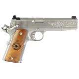 1911, Republic of Texas, Single Action Only, Semi-automatic, Metal Frame Pistol, Full Size, 45 ACP, 5" Barrel, Stainless Steel Frame, Silver, Texas Start G10 Grips, Novak Style Sights, 8 Rounds, 2 Magazines 10100514