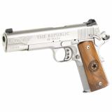 1911, Republic of Texas, Single Action Only, Semi-automatic, Metal Frame Pistol, Full Size, 45 ACP, 5" Barrel, Stainless Steel Frame, Silver, Texas Start G10 Grips, Novak Style Sights, 8 Rounds, 2 Magazines 10100514