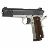 1911 Duty, Enhanced, Single Action Only, Semi-automatic, Metal Frame Pistol, Full Size, 45ACP, 5" Barrel, Stainless Steel Frame, Silver, Black Slide, Checkered Wood Grips, Fiber Optic Front Sight, 8 Rounds, 2 Magazines 10100551