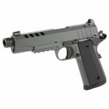 1911 Night Stalker SF, Single Action Only, Semi-automatic, Metal Frame Pistol, 45 ACP, 5.55" Threaded Barrel, Threaded .578x24 TPI, Cerakote Finish, Gray, Light Rail, Black Rear/ Tritium Orange Dot Front, 8 Rounds, 2 Magazines, Optic Ready 10100556