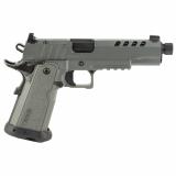1911 B9R Night Stalker DS, Single Action Only, Semi-automatic, Metal Frame Pistol, 9MM, 5.55" Threaded Barrel, Cerakote Finish, Gray, Light Rail, Optic Cut, Manual Safety, Black Rear/ Tritium Orange Dot Front, 17 Rounds, 2 Magazines 12500006