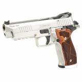P226 XFive Clasic, Single Action Only, Semi-automatic, Metal Frame Pistol, Full Size, 9MM, 5" Barrel, Stainless Steel Frame, Hogue Cocobolo Grips With Alloy Magwell, Fully Adjustable AX3 Trigger, Fiber Optic Front With Adjustable Rear Sight, 10 Rounds, 3