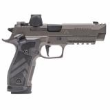 P226, XFIVE Legion, Hammer Fired, Single Action Only, Alloy Framed Pistol, Full Size, 9mm, 4.4" Barrel, Cerakote Finish, Legion Gray, ROMEO-X Reflex Sight, Two Port Optics Ready Stainless Steel Slide With Integrated Expansion Chamber, Legion Pattern Blac
