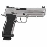 P320 XFIVE SXG, Semi-automatic, Striker Fired, Polymer Frame Pistol, Full Size, 9MM, 5" Barrel, Cerakote Finish, Silver, SXG G10 Grips, Fiber Optic Front and Adjustable Rear Sights, Optics Ready, 21 Rounds, 3 Magazines 320SXG5-9-STAS