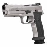 P320 XFIVE SXG, Semi-automatic, Striker Fired, Polymer Frame Pistol, Full Size, 9MM, 5" Barrel, Cerakote Finish, Silver, SXG G10 Grips, Fiber Optic Front and Adjustable Rear Sights, Optics Ready, 21 Rounds, 3 Magazines 320SXG5-9-STAS