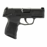 P365, Striker Fired, Massachusetts Compliant, Semi-automatic, Polymer Frame Pistol, Sub-Compact, 380 ACP, 3.1" Barrel, Nitron Finish, Black, SIGLITE Night Sights, Manual Thumb Safety, 10 Rounds, 2 Magazines, Optics Ready 365-380-BSS-MS-MA