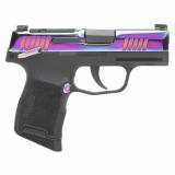 P365 Rainbow |380 ACP, 3.1" Barrel, Rainbow Titanium Finished Optic Ready Slide, Thumb Safety, SIGLITE Day/Night Sights, 2 Magazines, 10 Rounds, Striker Fired, Semi-automatic, Polymer Frame Pistol, Sub-Compact, 365-380-RBT-MS