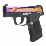 P365 Rainbow |380 ACP, 3.1" Barrel, Rainbow Titanium Finished Optic Ready Slide, Thumb Safety, SIGLITE Day/Night Sights, 2 Magazines, 10 Rounds, Striker Fired, Semi-automatic, Polymer Frame Pistol, Sub-Compact, 365-380-RBT-MS